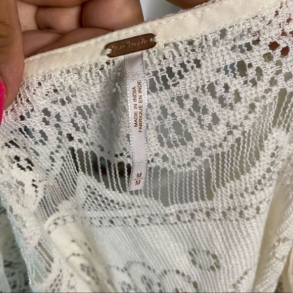 Free People Cream Sheer Crochet Cropped Sleeve Dress - Picture 9 of 9